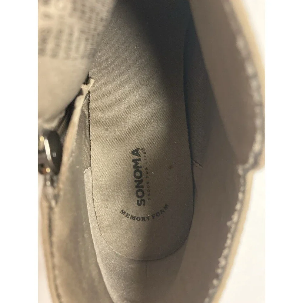 Sonoma Milford Beige Ankle Bootie Zip Comfort Memory Foam Round Toe US 9 M